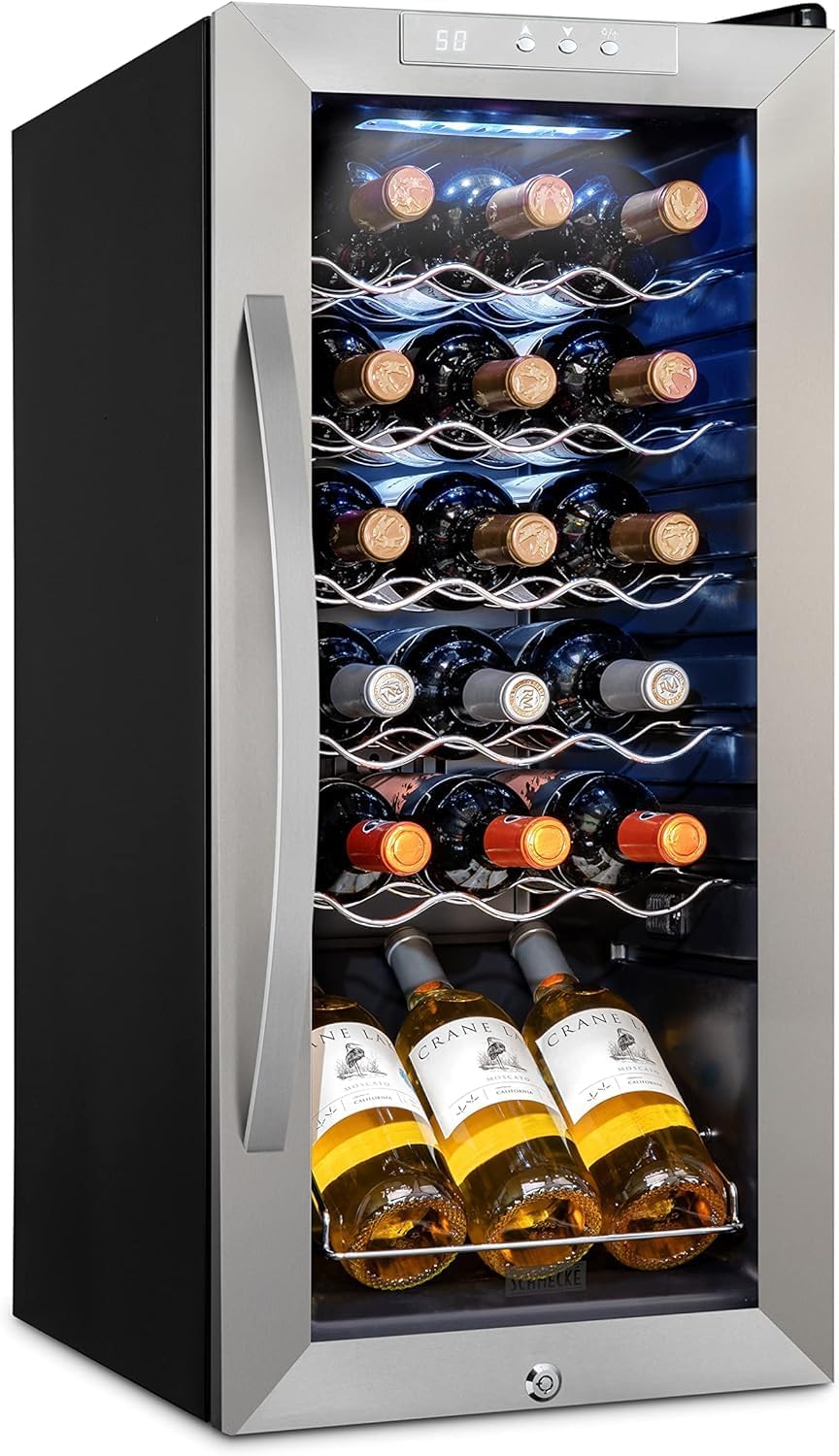 SCHMECKE 18 Bottle Wine Cooler Refrigerator with Digital Control