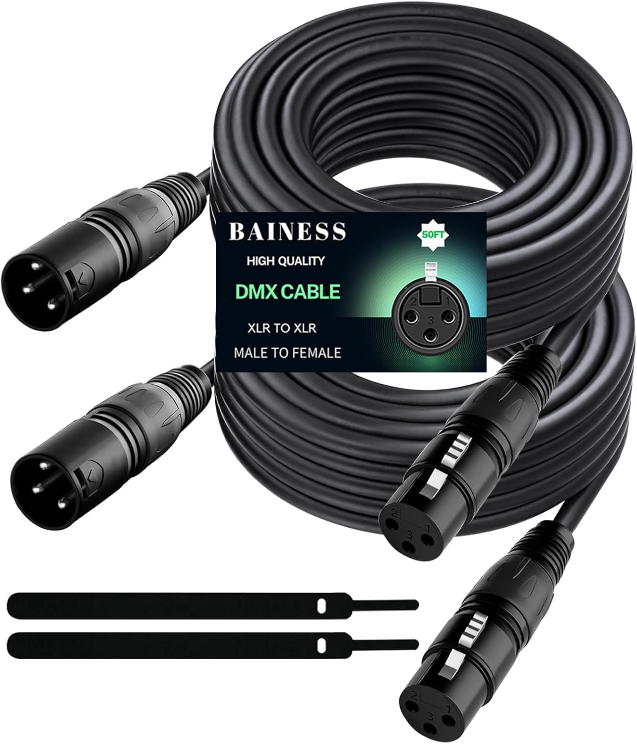 50ft Flexible DMX Cable for Stage Lighting and DJ Lights