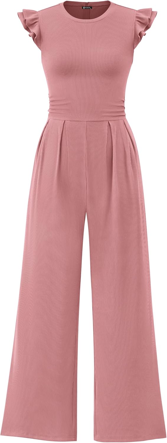 Stylish Summer Jumpsuits for Women with Ruffle Cap Sleeves