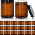 KEYWING 30Pack Amber Glass Jars with Black Lids - 8 oz Refillable Jars