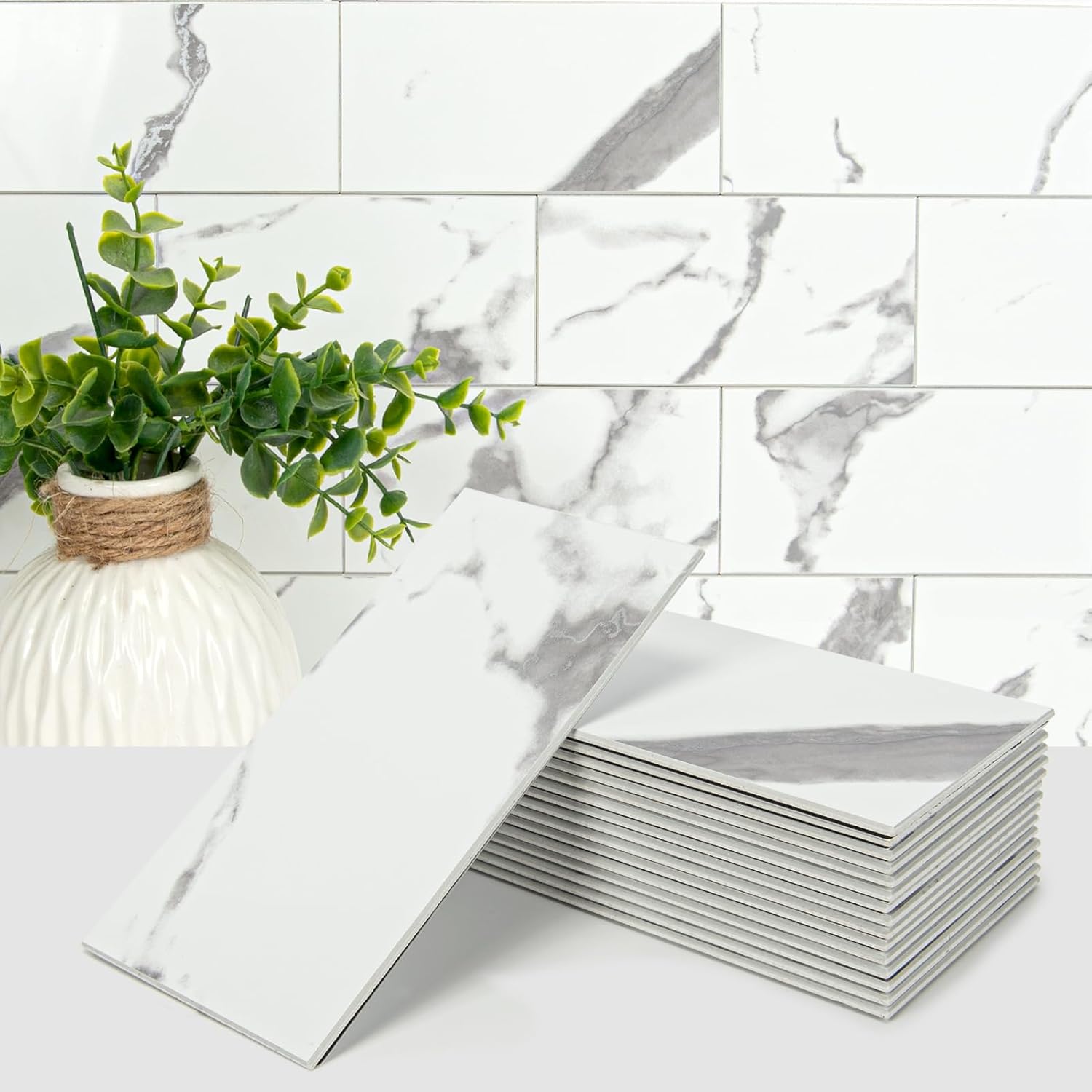 Art3d 102-Piece Faux Stone Peel and Stick Backsplash Tile