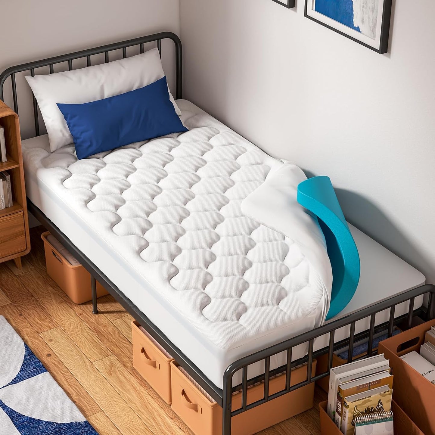 OhGeni Cooling 4 Inch Twin XL Mattress Topper for Comfort