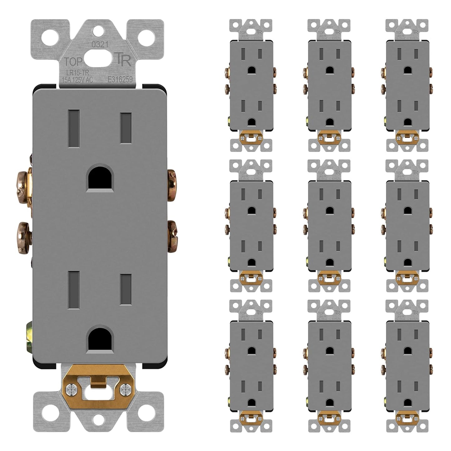Matte Finish Decorator Receptacle Child Safe Tamper-Resistant 10 Pack
