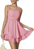 WDIRARA Women's Tie Shoulder Ruched Sleeveless Cami Dress - Layered
