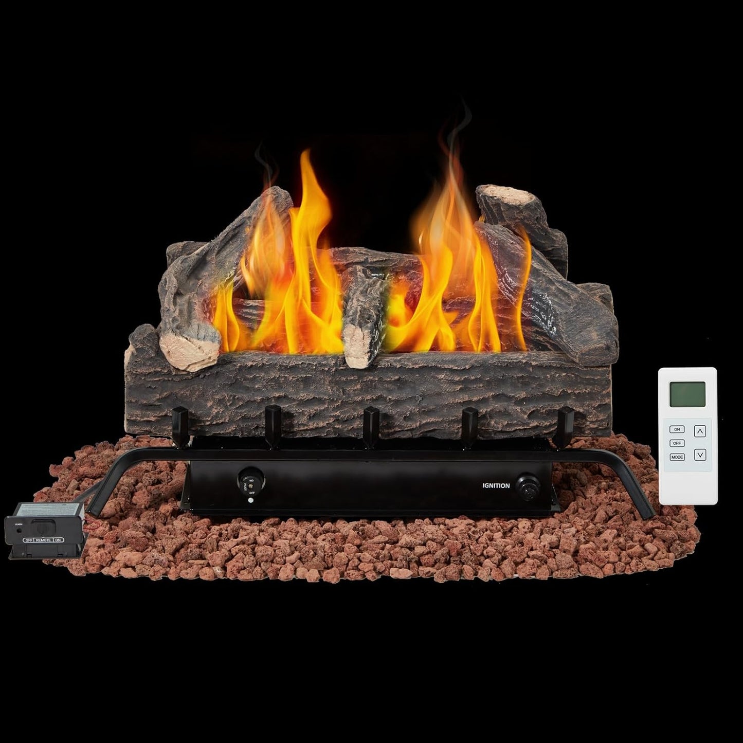 EROMMY 24 Inch Ventless Fireplace Logs Set with Remote Control