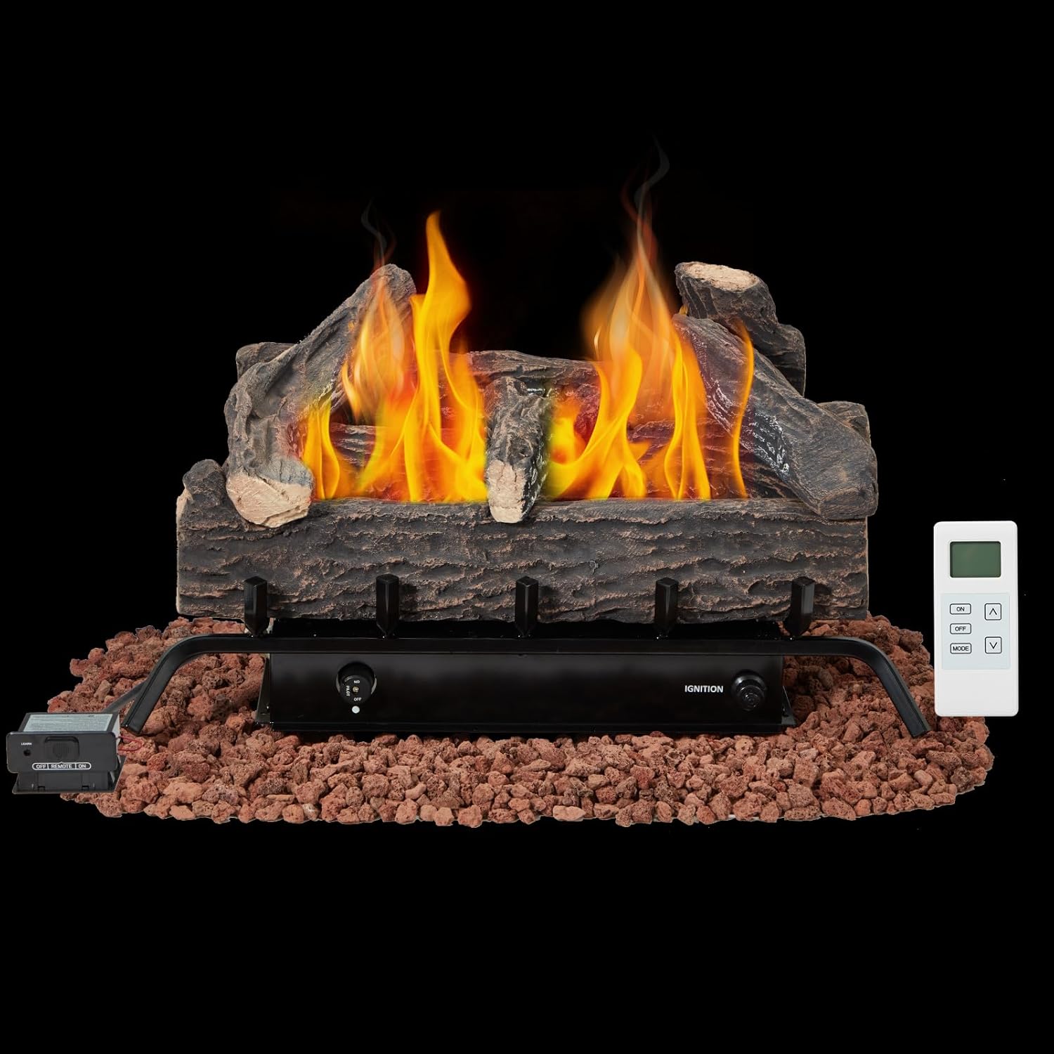 EROMMY 24 Inch Ventless Fireplace Logs Set with Remote Control