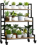 YIZAJIA 3 Tier Metal Plant Stand - Mobile, Durable Display