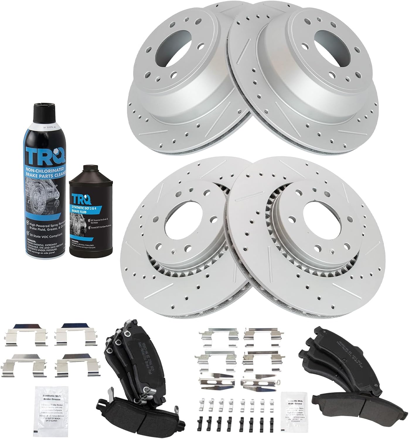 TRQ Front & Rear Brake Pad & Rotor Kit for 05 9-7x & More