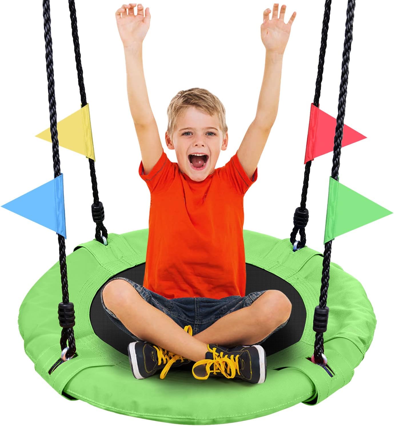 Odoland 24in Kids Tree Swing - Safe Outdoor Saucer Swing