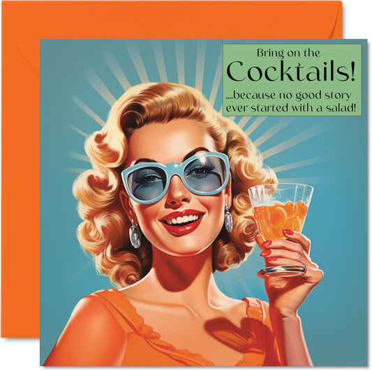 Cocktail-Themed Birthday Card for Her - 5.7 Humorous Greeting
