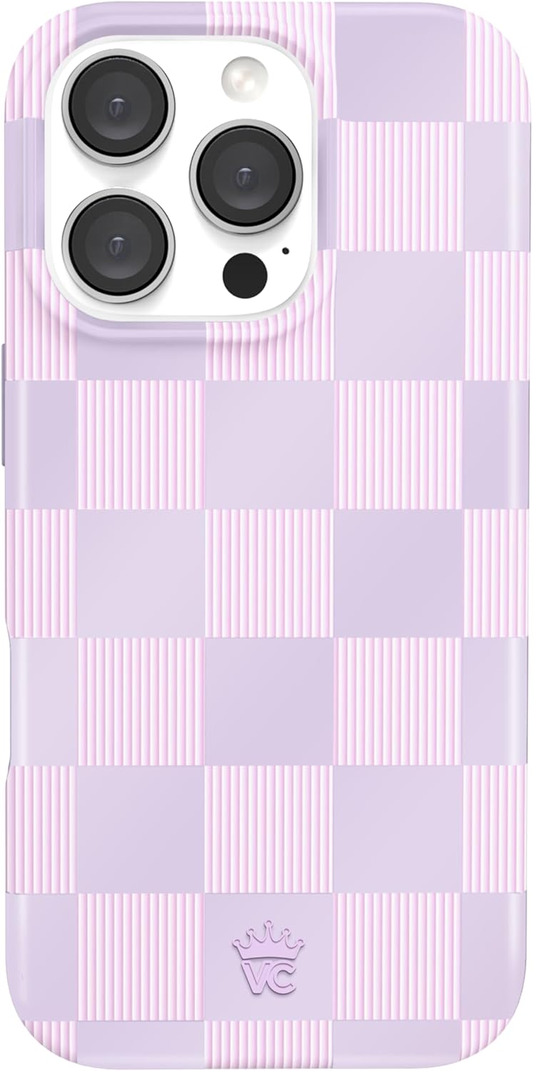 VELVET CAVIAR iPhone 16 Pro Case - Lilac Purple Checkered Style