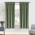Velvet Blackout Curtains Sage Green 52x63 in Rod Pocket Set - Thermal