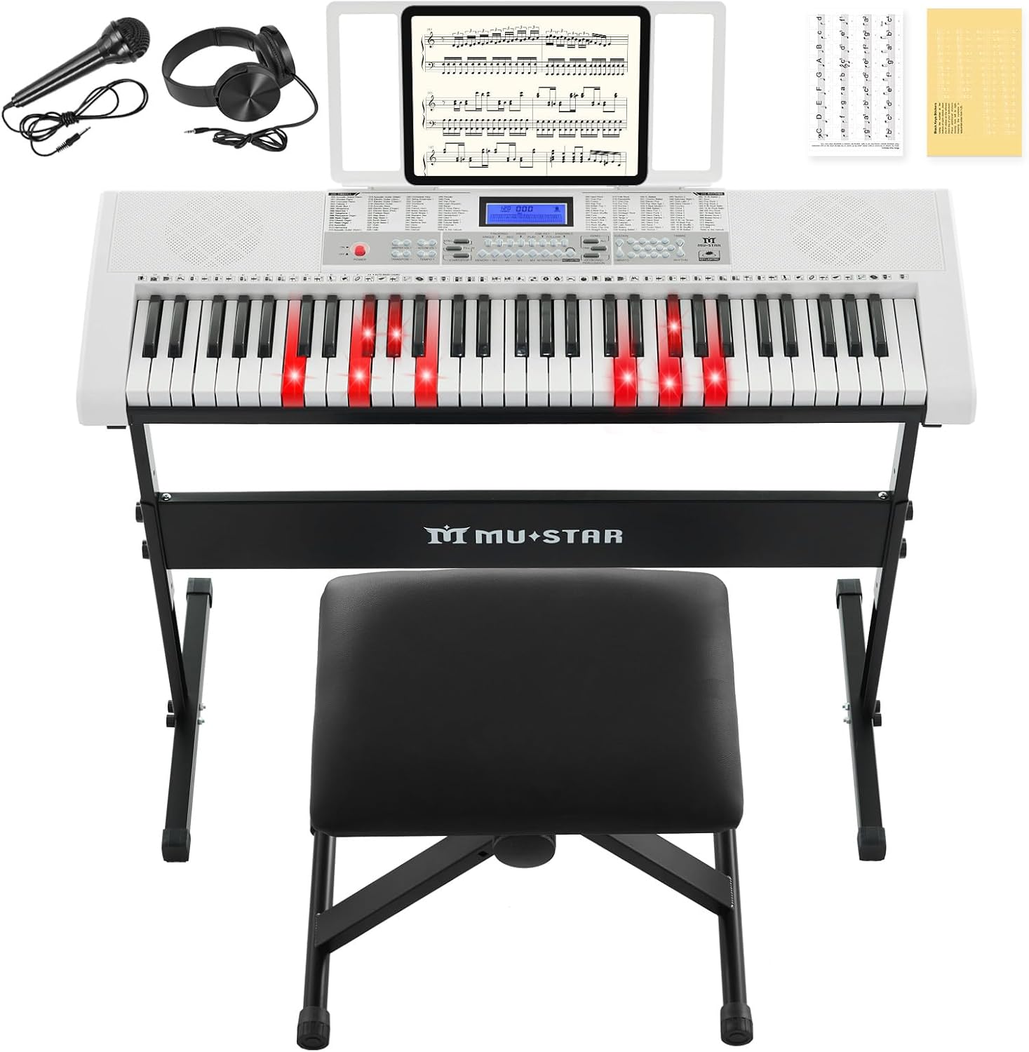 61 Key Piano Keyboard with Light-Up Keys for Beginners