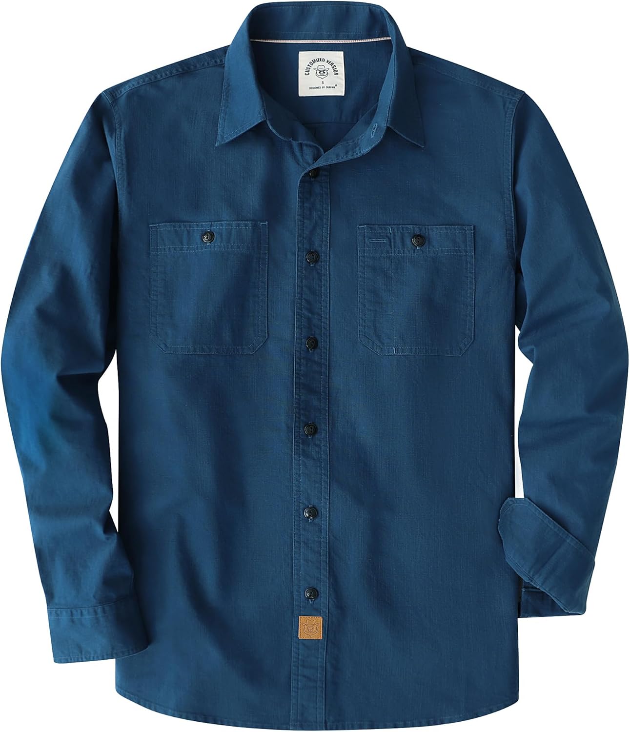 Dubinik Chambray Shirt Men Long Sleeve Cotton Work Shirts