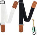 Guitar Strap for Kids 2 Pack - White + Black Cotton Straps