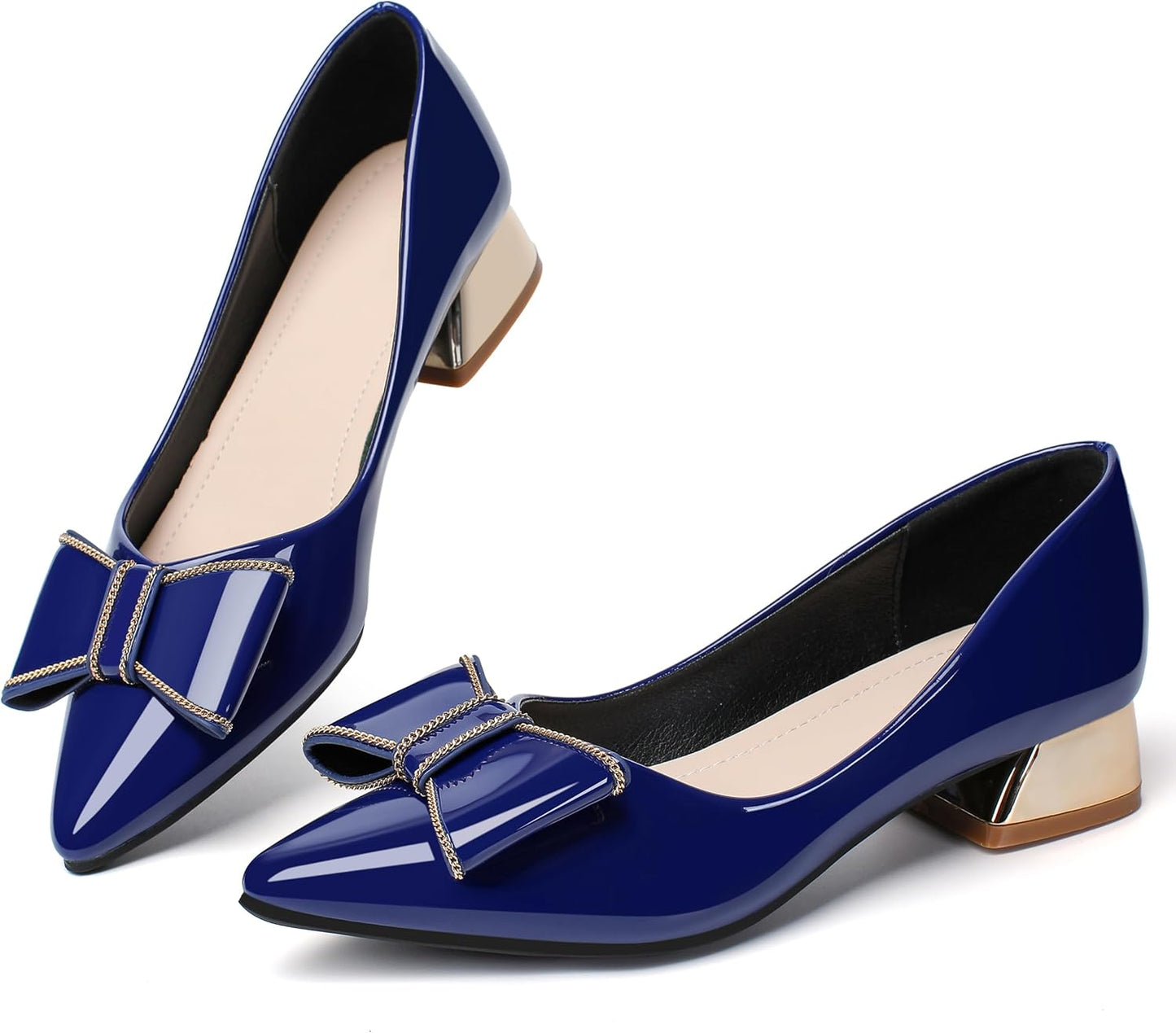 Women's Chunky Closed Toe Low Block Heels for Work and Weddings