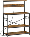 Bakers Rack with Power Outlets and Adjustable Shelves - Compact