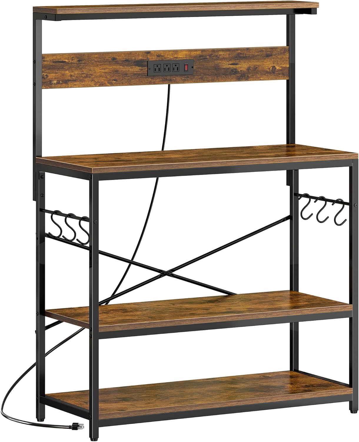 SUPERJARE Bakers Rack with Power Outlets for Kitchen Storage