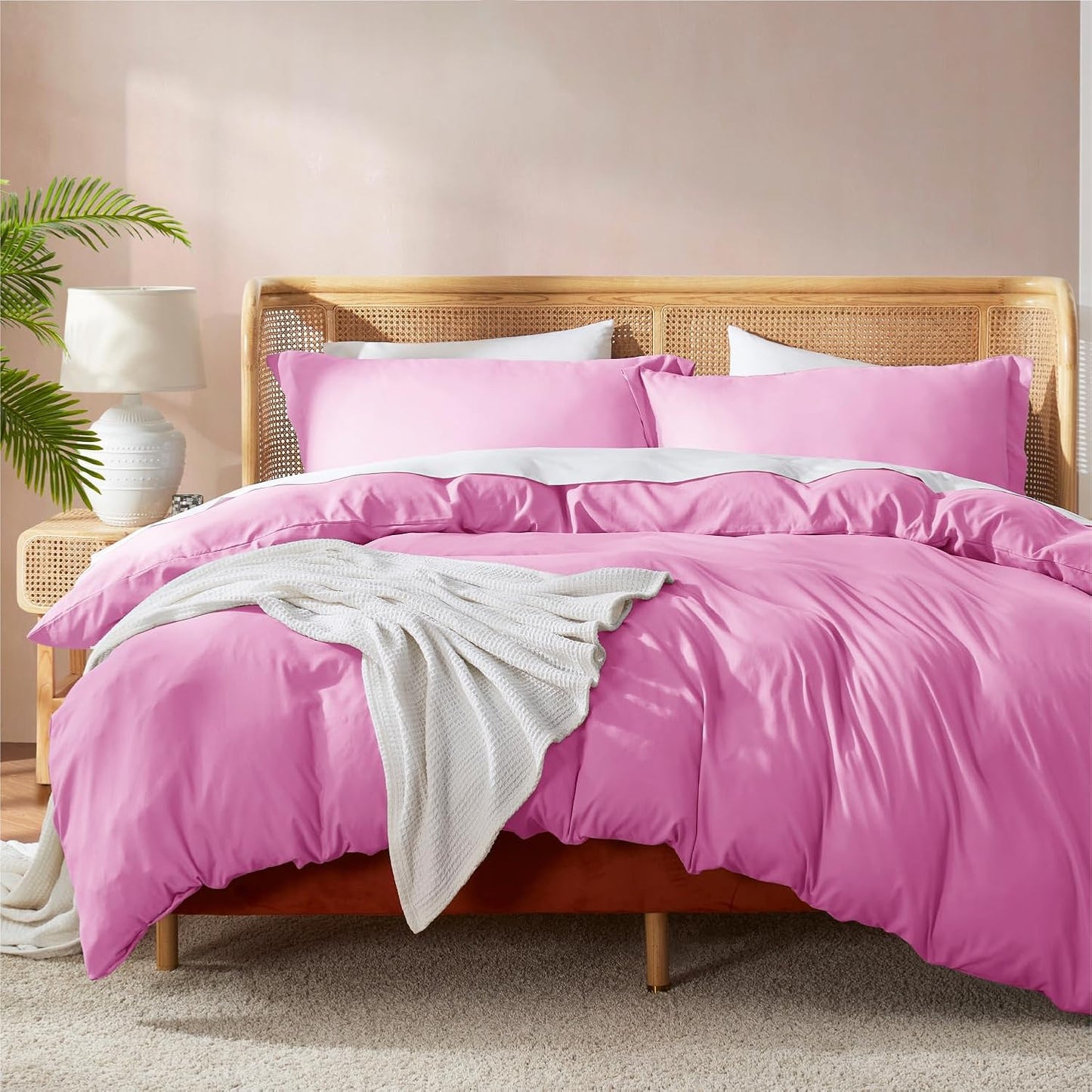 Nestl Full Duvet Cover Set with Comforter Insert - Light Pink