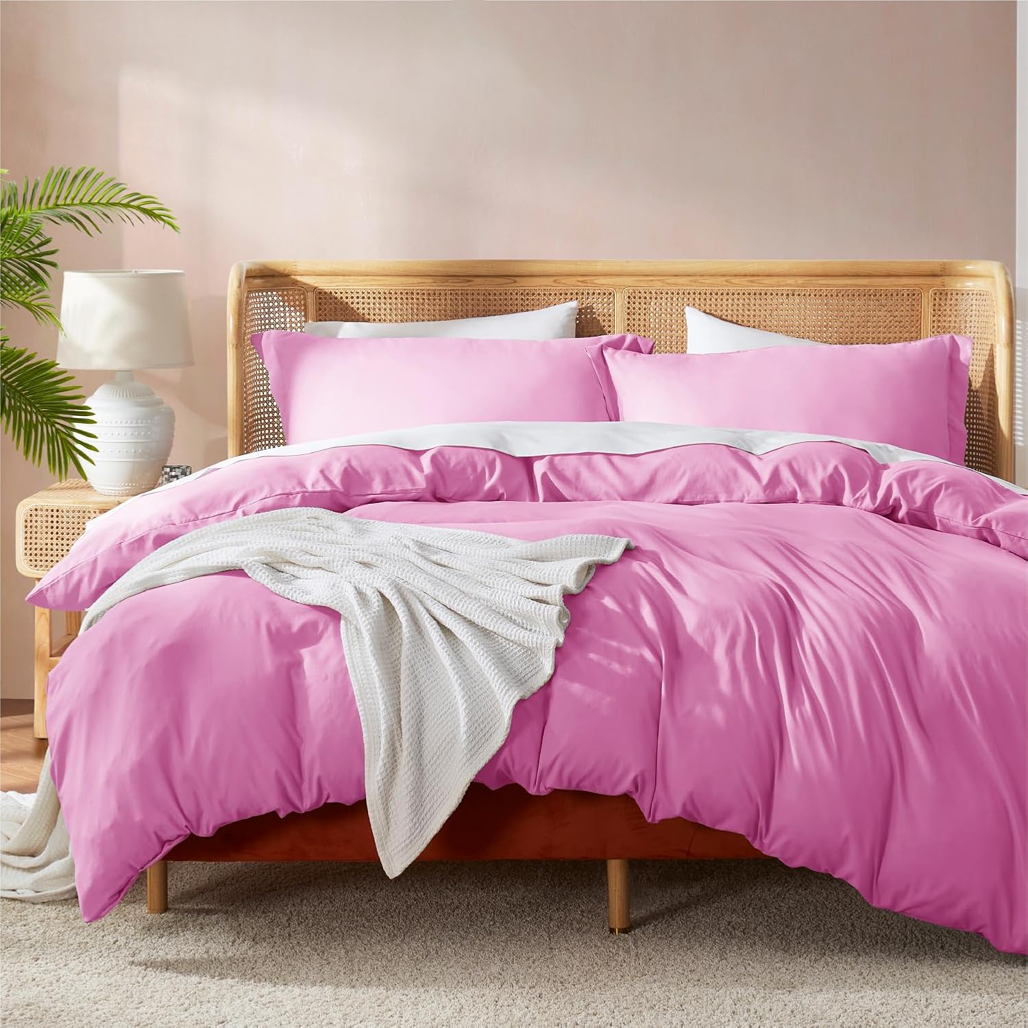 Nestl Full Duvet Cover Set with Comforter Insert - Light Pink