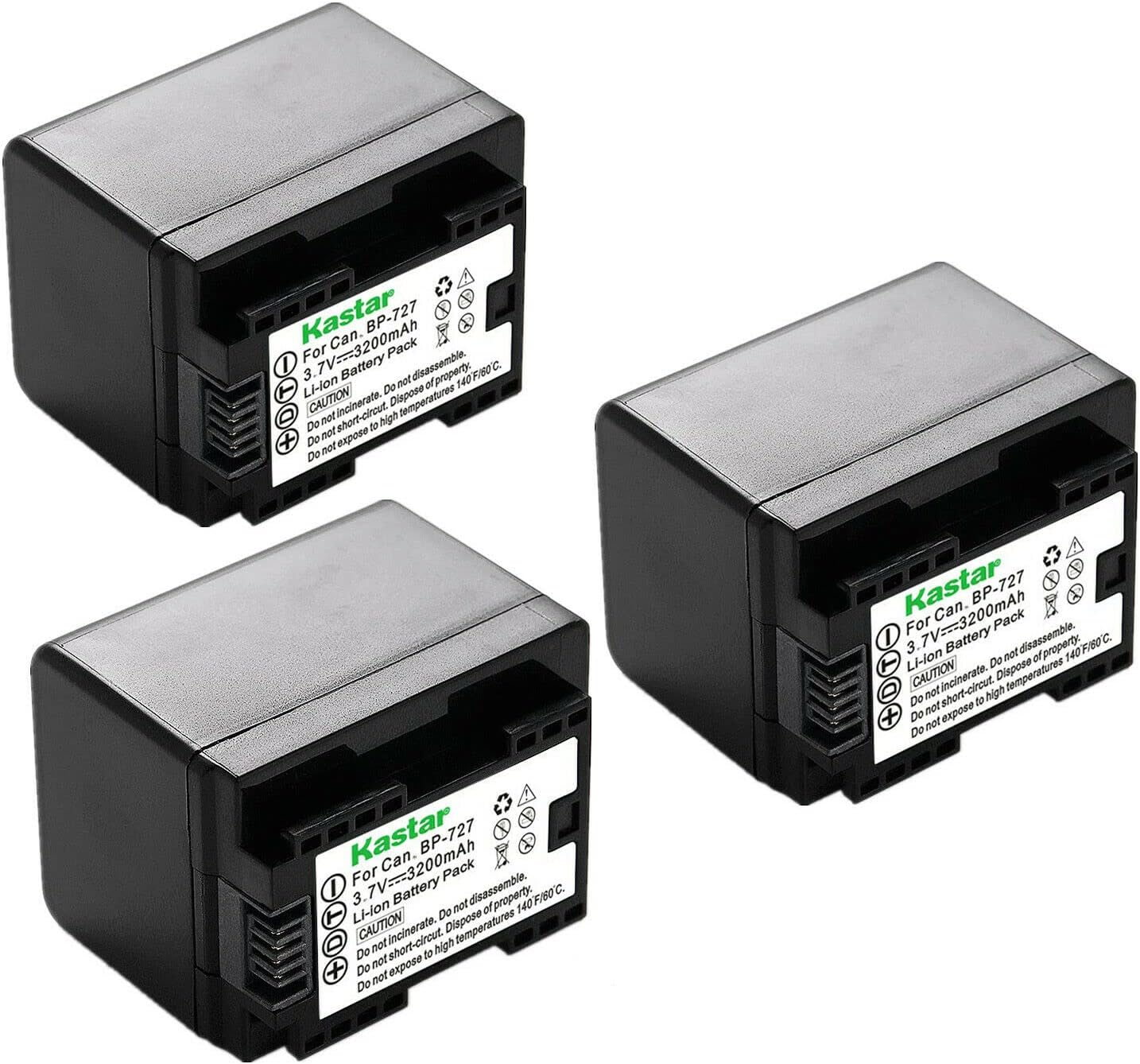 Kastar 3-Pack BP-727 Battery for Canon VIXIA HF Series Cameras