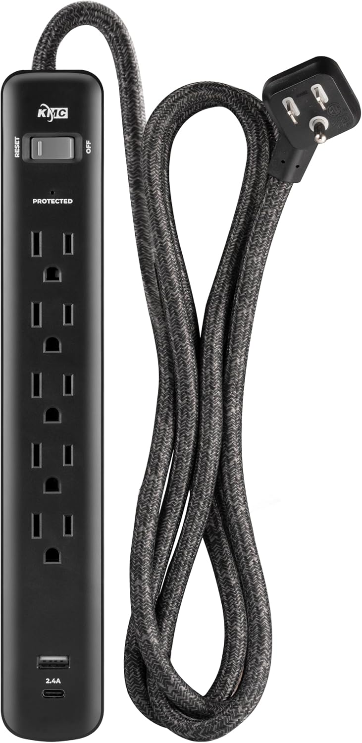 KMC 5-Outlet Surge Protector with USB Ports