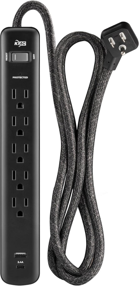 KMC 5-Outlet Surge Protector with USB Ports