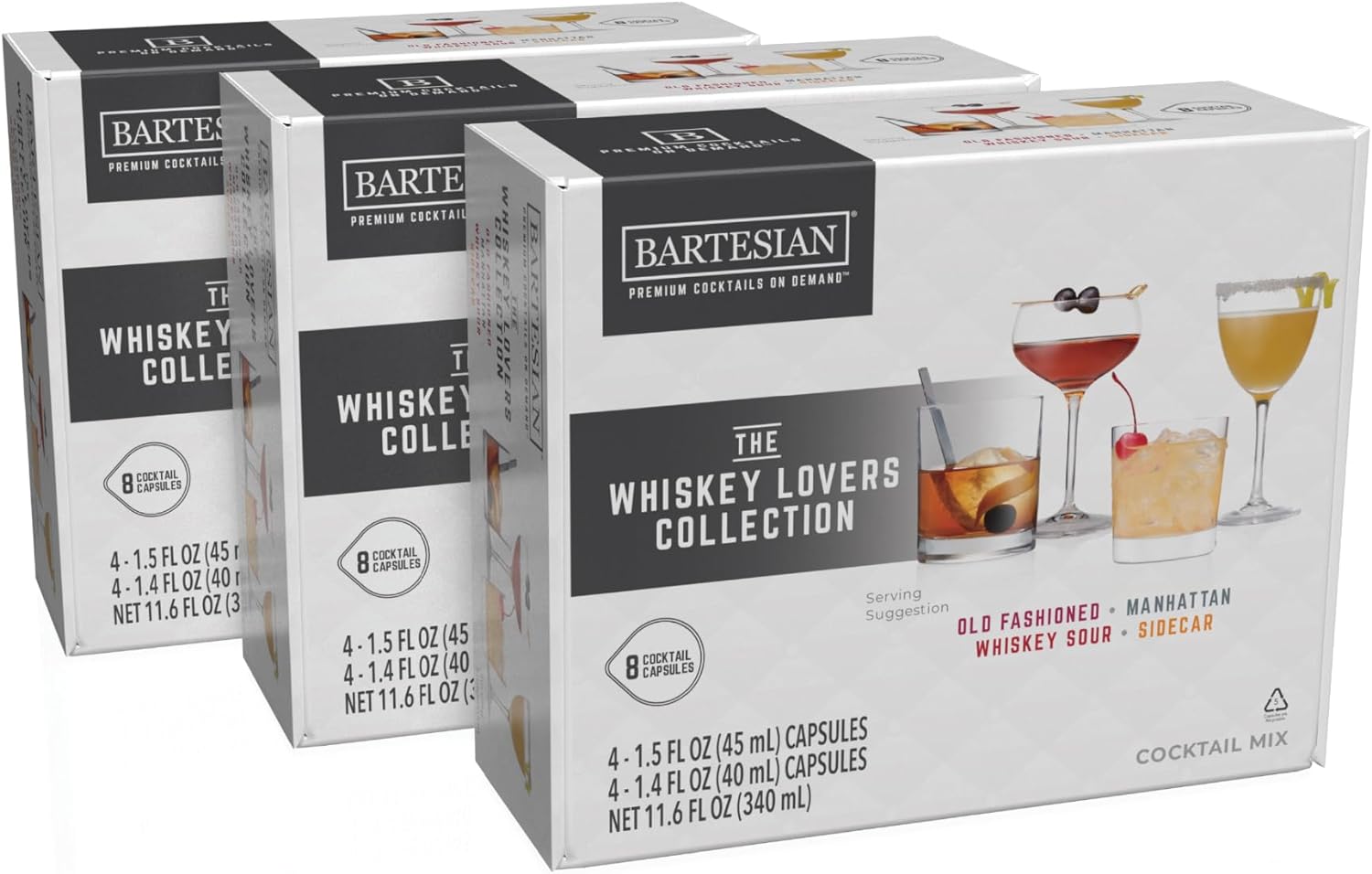 Bartesian 24-Pack Whiskey Lovers Mixer Capsules for Home Bar