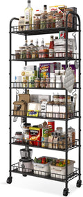 6 Tier Slim Storage Cart with Wheels - Narrow Mobile Organizer