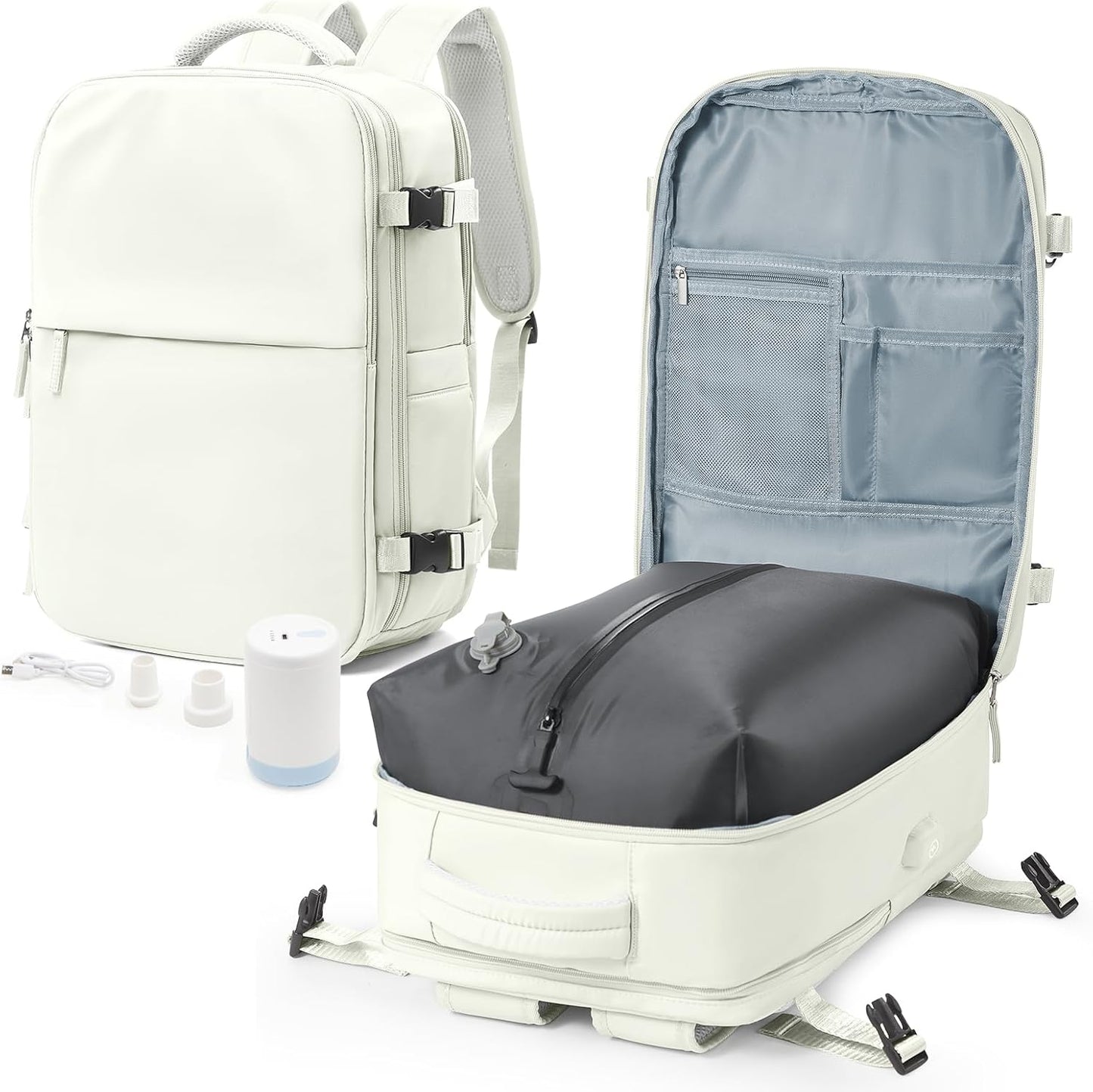 Large Travel Backpack with Vacuum Compression Bags for Comfort