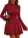 PRETTYGARDEN Women's Long Sleeve Mini Dress - Slimming Mock Neck