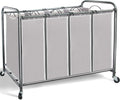 STORAGE MANIAC Laundry Sorter 4 Section - Large Capacity Laundry Cart