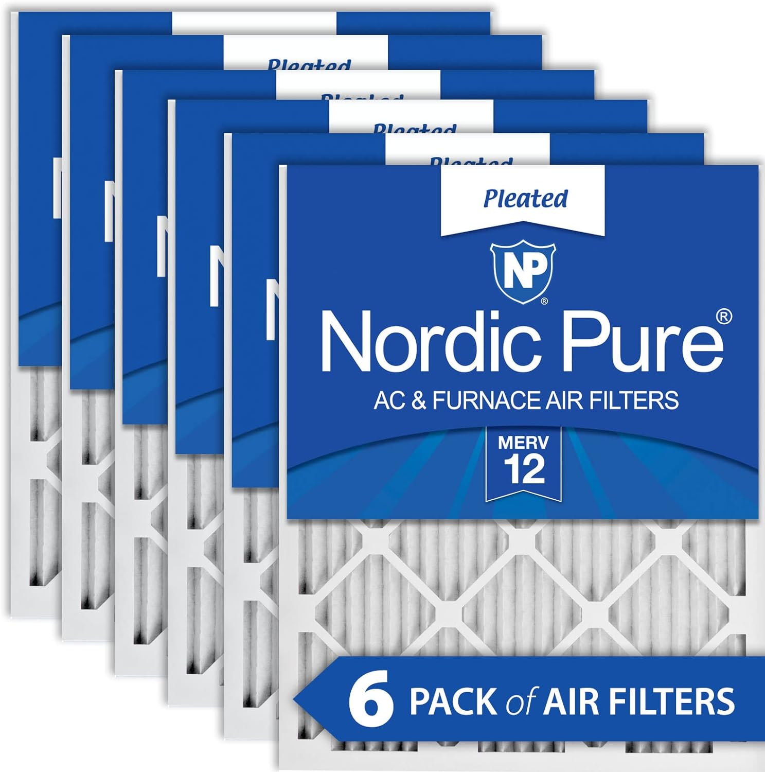 Nordic Pure 16x25x1 Pleated Air Filters 6 Pack MERV 12