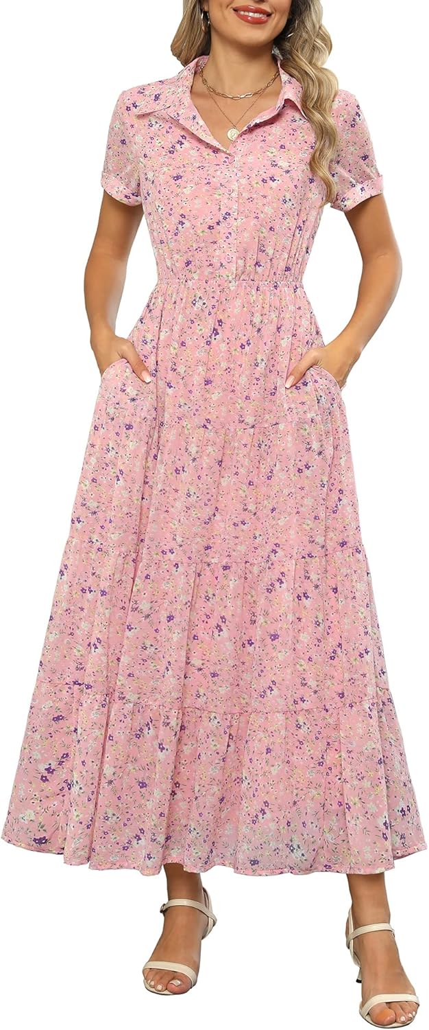 Kranda Women 2025 Summer Floral Maxi Dress with Pockets
