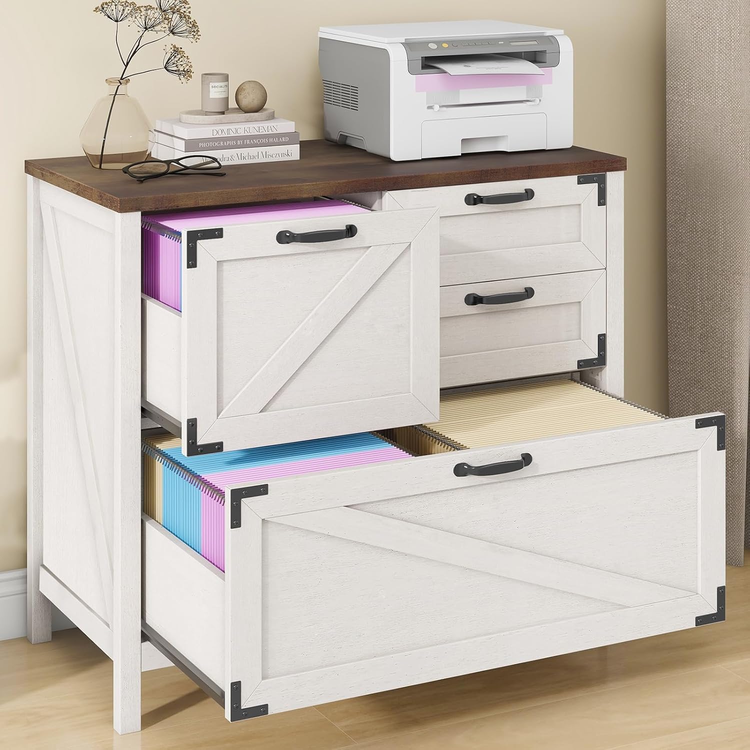 Lateral File Cabinet with 4 Drawers for Home Office Storage