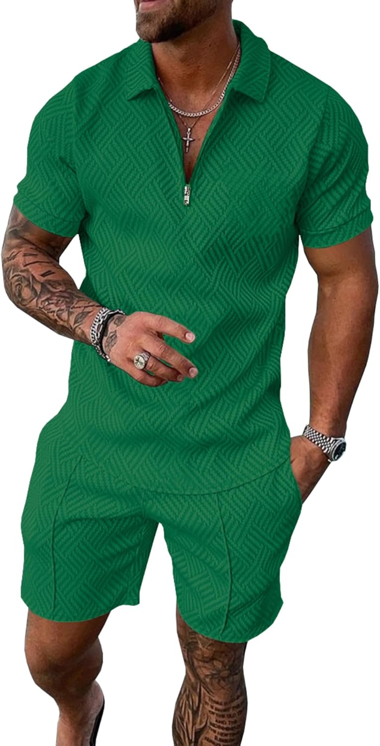 UOUA Mens Summer Track Suits 2 Piece Set for Comfort and Style