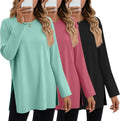 Oversized Long Sleeve Cotton Shirts 3-Pack - Casual Workout Tee