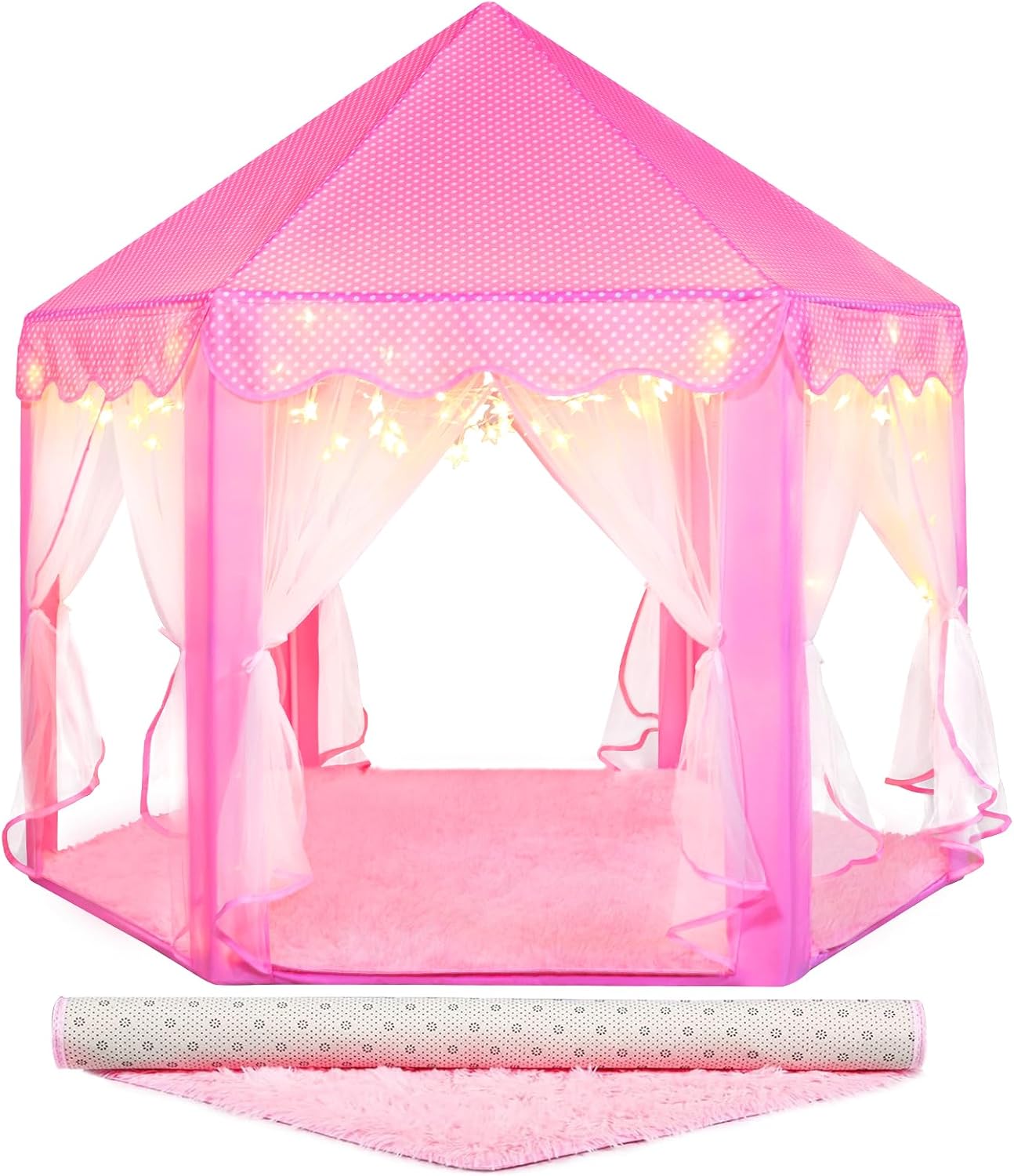 Princess Castle Play Tent for Girls with Rug and Lights 52ft x 48ft