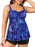 Plus Size Tankini Two Piece Swimwear - Flattering Tummy Control