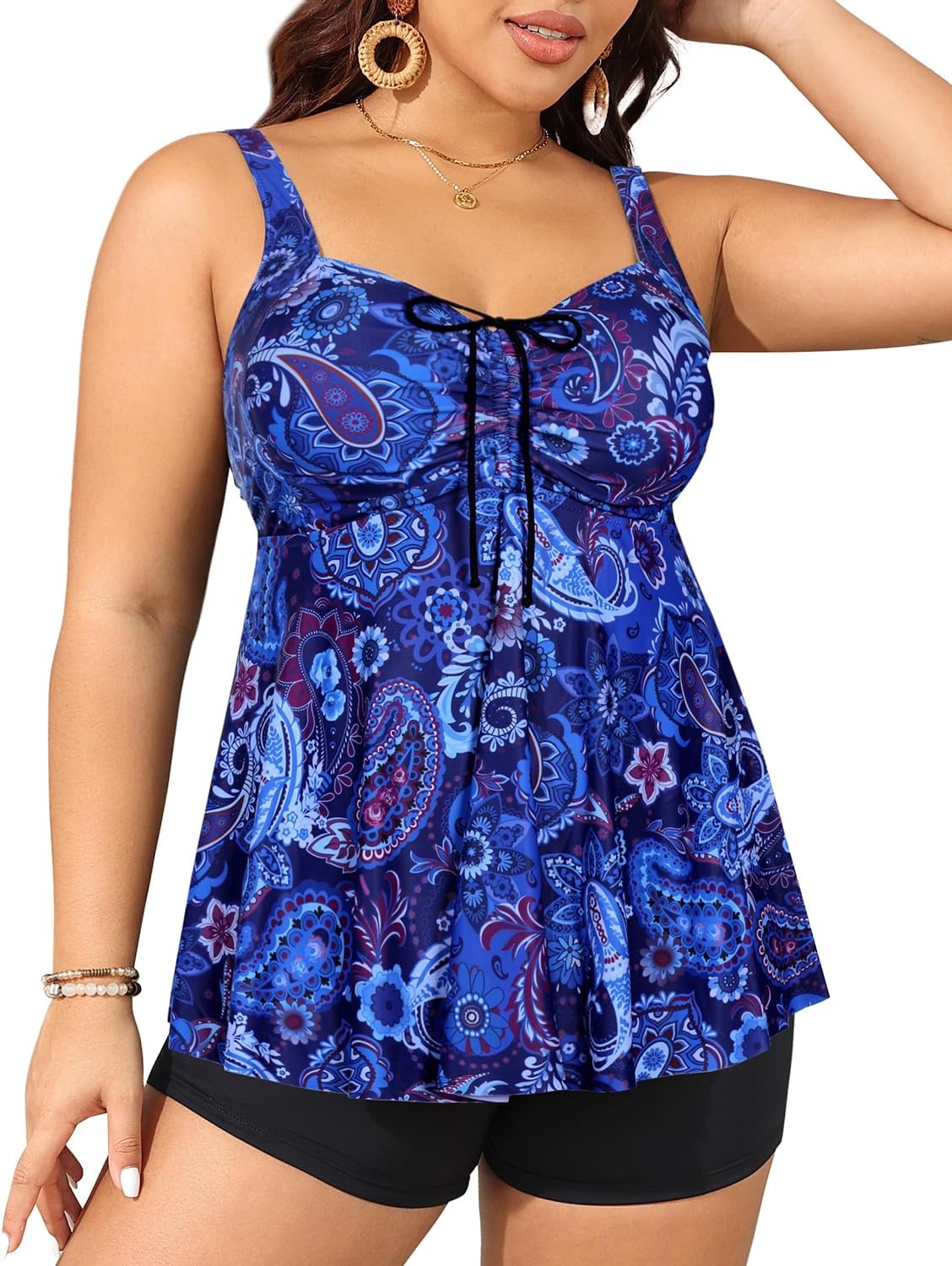 Plus Size Tankini Swimsuits with Shorts for Women by Yonique