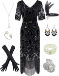 Women's 1920s Gatsby Inspired Sequin Beads Long Fringe Dress
