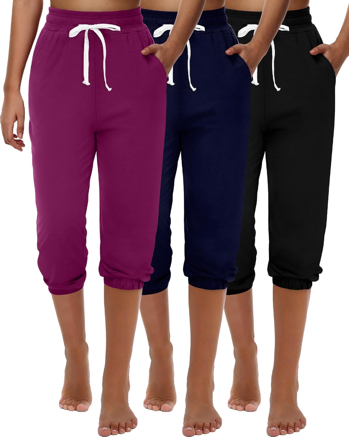 Ficerd Women's Capri Sweatpants Joggers for Summer Comfort