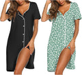 Ekouaer Nightgowns for Women 2 Pack Button Down Sleepshirts - Soft V