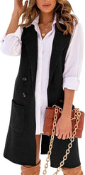 IDEALSANXUN Womens Long Sweater Vest Knee-Length Sleeveless Cardigan