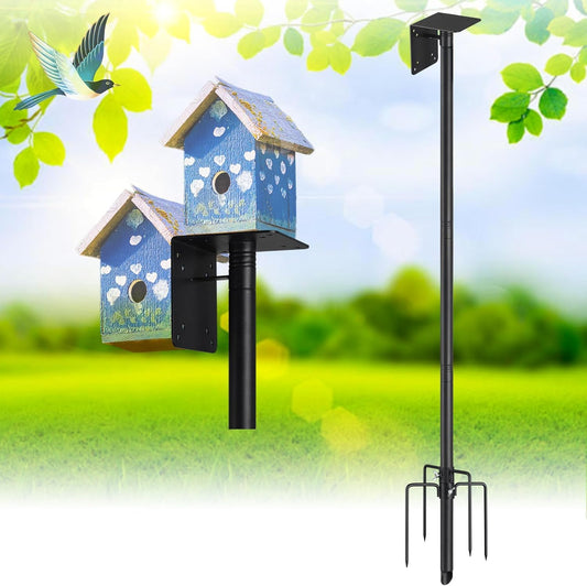 Adjustable Bird Feeder Pole - Easy Setup & Matte Black Finish