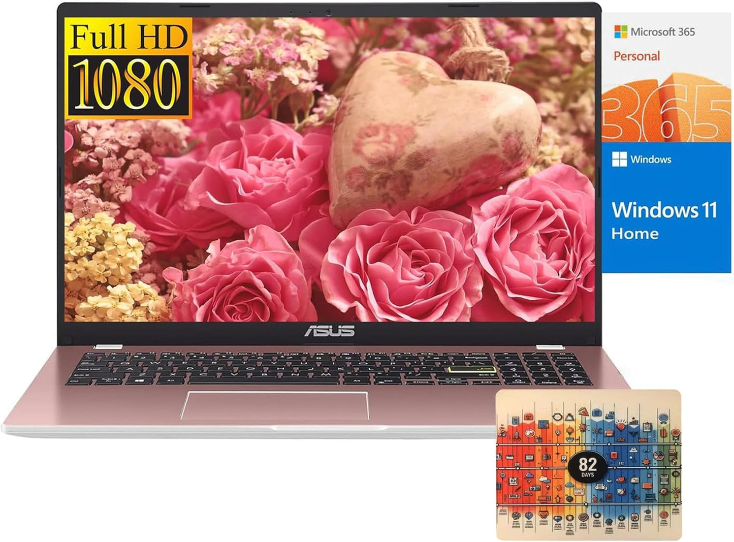 ASUS Vivobook 15.6 Laptop: Fast Intel N6000, 1-Year Office 365 & Win 11 S