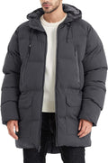 Men's Long Winter Coat for Men - Hooded Quilted Parka Warmth