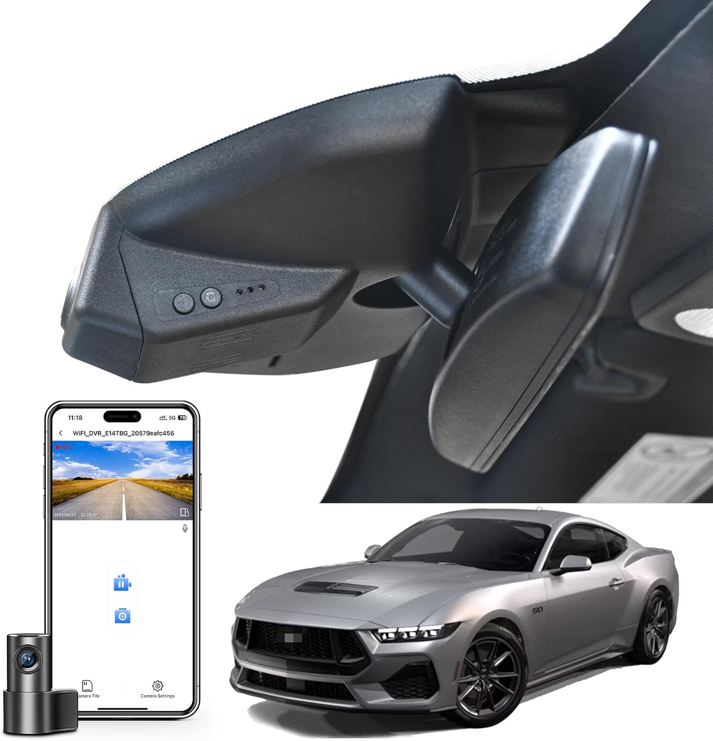 4K & 1080p Dash Cam for Ford Mustang S550 2022-2023 Models