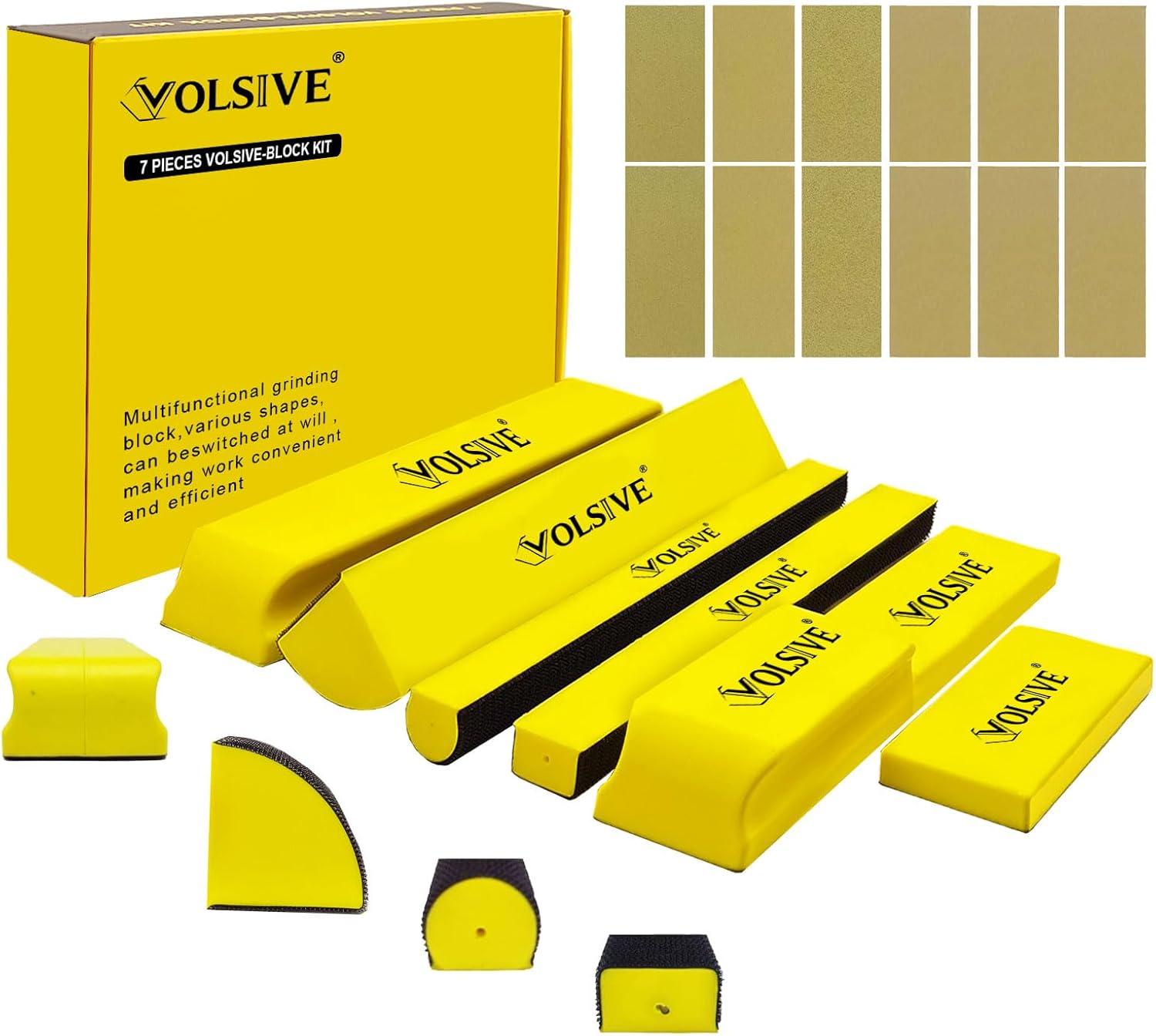 Hand Sanding Block Set of 7 for Automotive and Woodworking