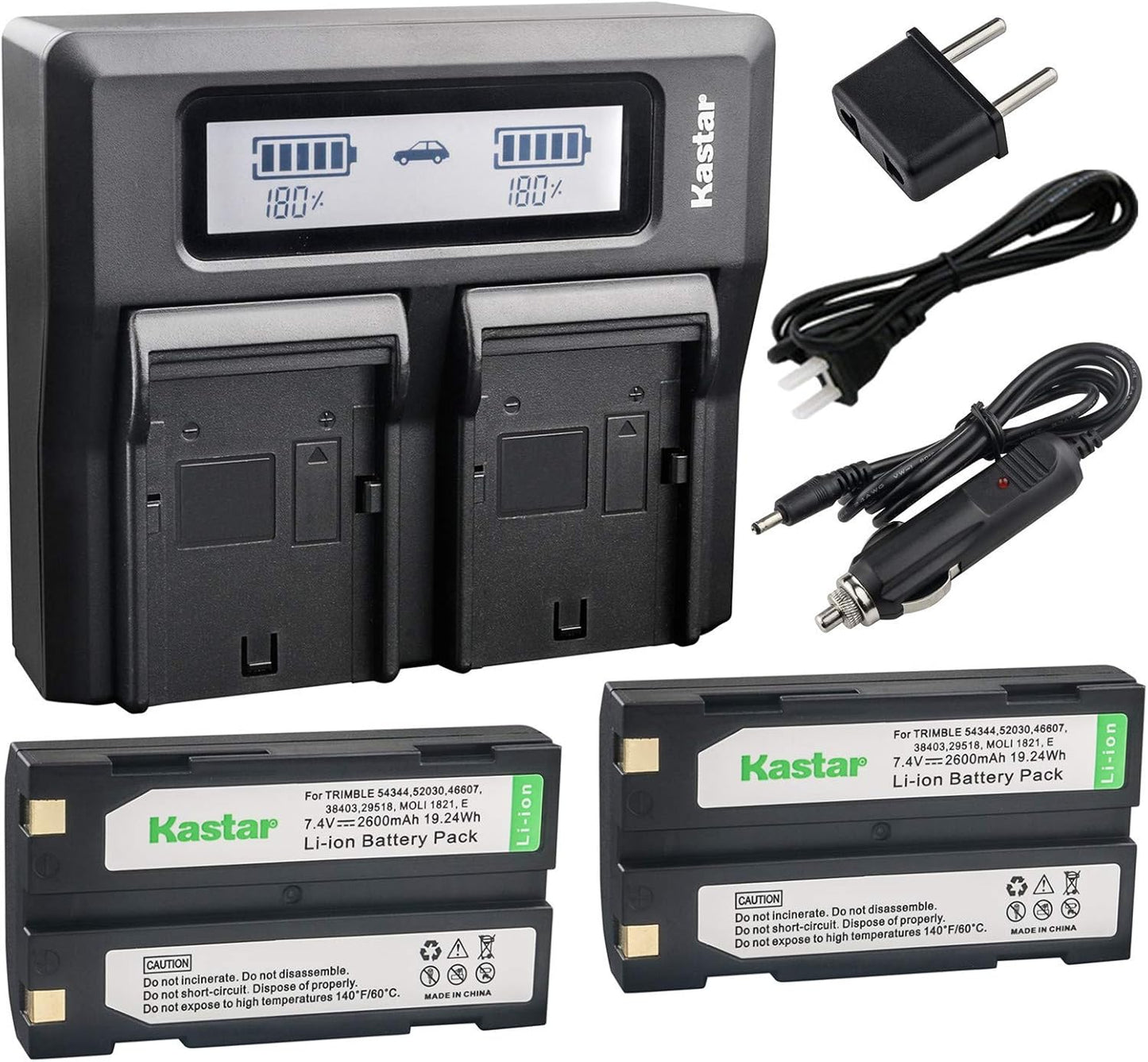 Kastar Fast Dual LCD Charger with 2 Batteries for Pentax Cameras